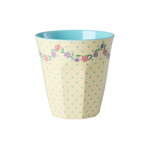 Rice Medium Melamine Cup - Crème - Dots and Flowers 