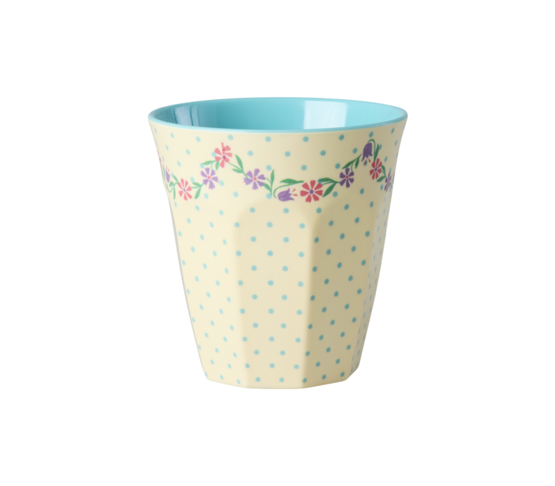 Rice Medium Melamine Cup - Crème - Dots and Flowers