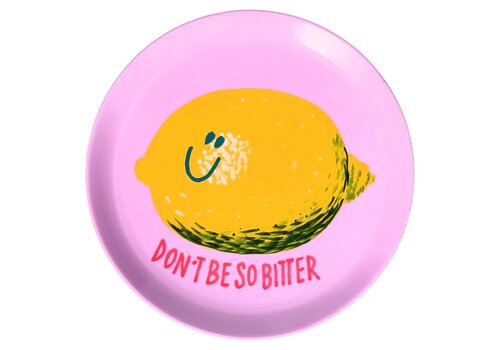 Giftcompany Love Plate, Deco Pate, Mango wood, Don't be so bitter, PINK/YELLOW