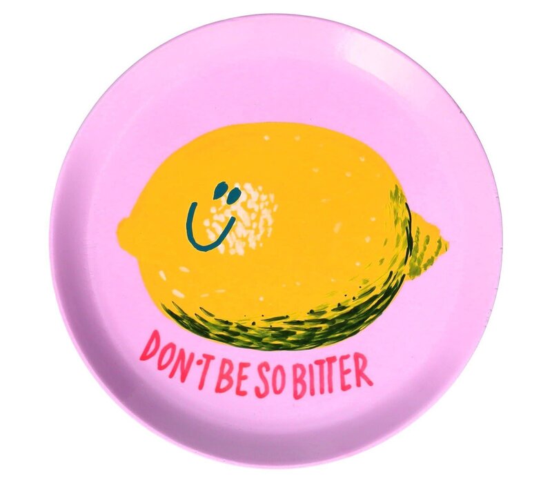 Love Plate, Deco Pate, Mango wood, Don't be so bitter, PINK/YELLOW