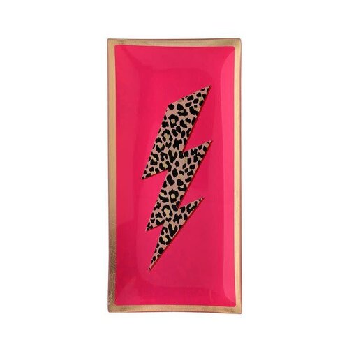 Love Plates, glass plate L, motive: lightning bold, neon pink 