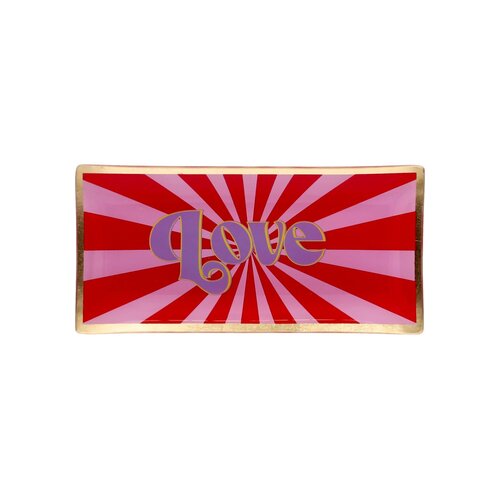 Love Plates, glass plate L, motive: love, pink/red 