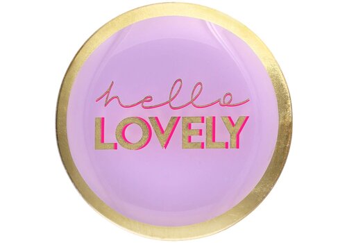 Giftcompany Love Plates, glass plate M, motive: Hello lovely, round, purple