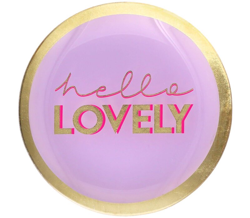 Love Plates, glass plate M, motive: Hello lovely, round, purple