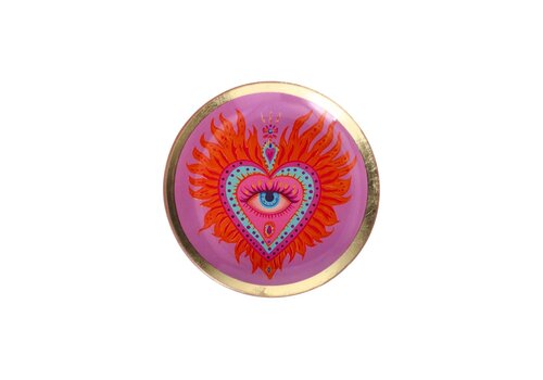 Giftcompany Love Plates, glass plate M, motive: Holy heart, round, pink