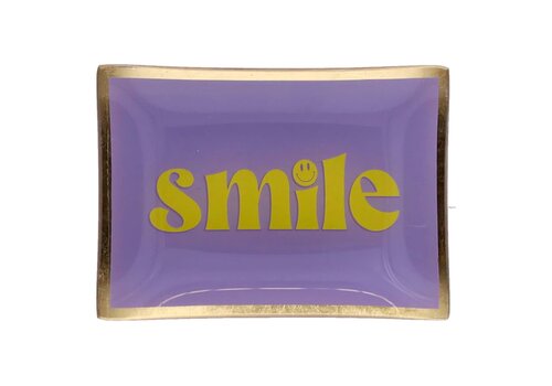 Giftcompany Love Plates, glass plate M, motive: smile, purple/yellow