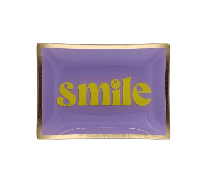 Love Plates, glass plate M, motive: smile, purple/yellow