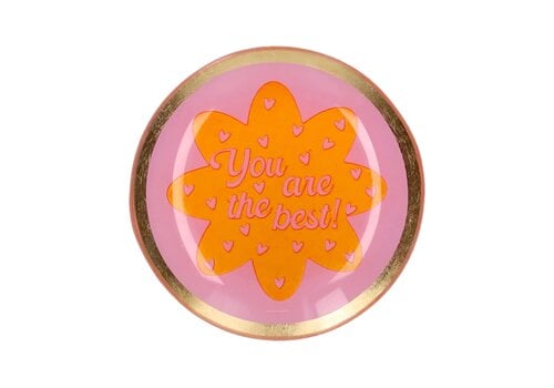 Giftcompany Love Plates, glass plate S, motive: You are the best, round, pink