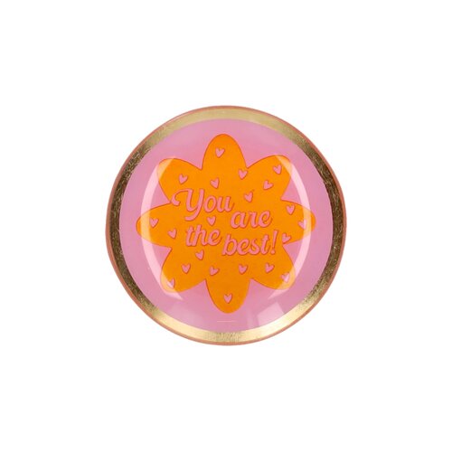 Love Plates, glass plate S, motive: You are the best, round, pink 