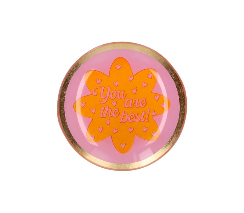 Love Plates, glass plate S, motive: You are the best, round, pink
