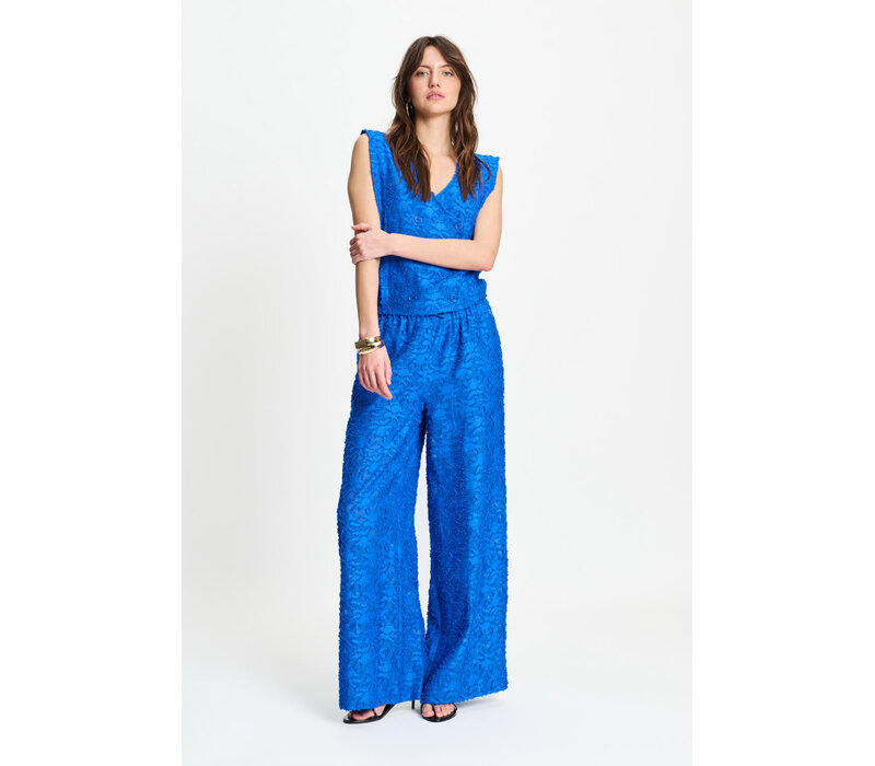 Pom Amsterdam PANTS - Ocean Blue Jacquard