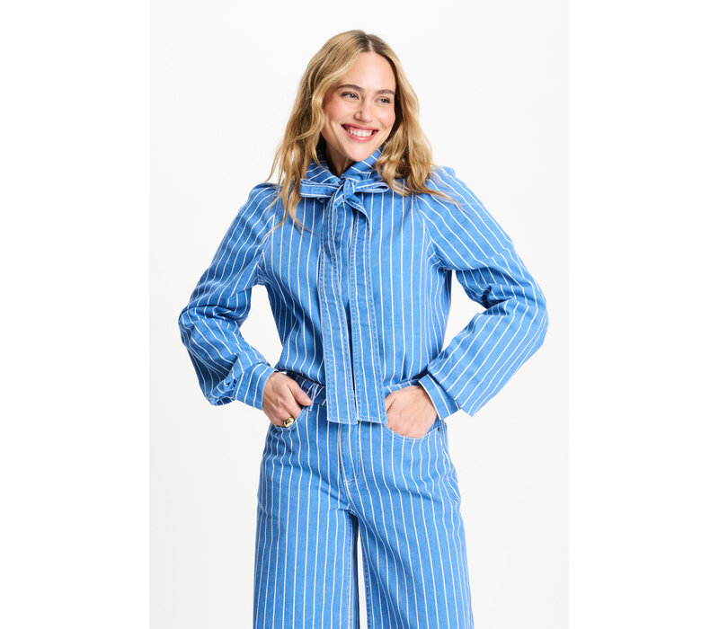 !!!SALE!!! Pom Amsterdam BLOUSE - Denim Stripes Blue