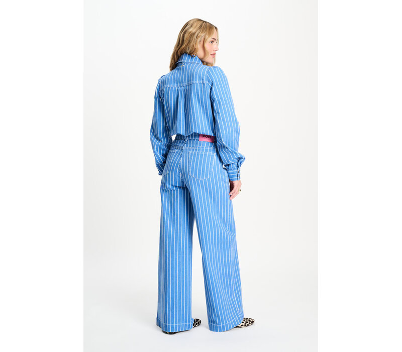 !!!SALE!!! Pom Amsterdam BLOUSE - Denim Stripes Blue