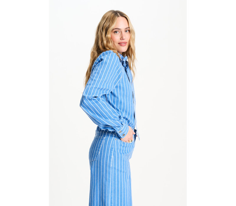 !!!SALE!!! Pom Amsterdam BLOUSE - Denim Stripes Blue