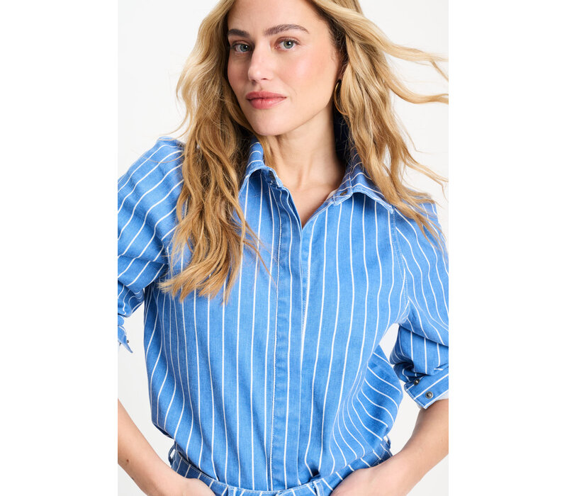 Pom Amsterdam BLOUSE - Denim Stripes Blue