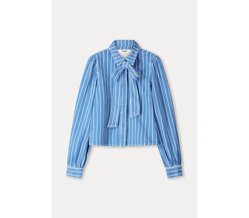 !!!SALE!!! Pom Amsterdam BLOUSE - Denim Stripes Blue