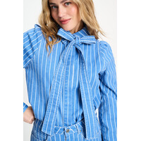 !!!SALE!!! Pom Amsterdam BLOUSE - Denim Stripes Blue