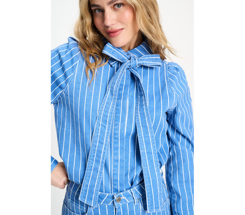 !!!SALE!!! Pom Amsterdam BLOUSE - Denim Stripes Blue