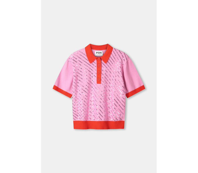 !!!SALE!!! Pom Amsterdam TOP - Polo Sequins Cheering Pink