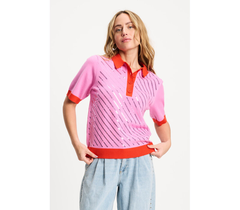 !!!SALE!!! Pom Amsterdam TOP - Polo Sequins Cheering Pink