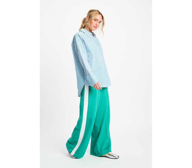 Pom Amsterdam TRACKPANTS - Stripe Wander Green