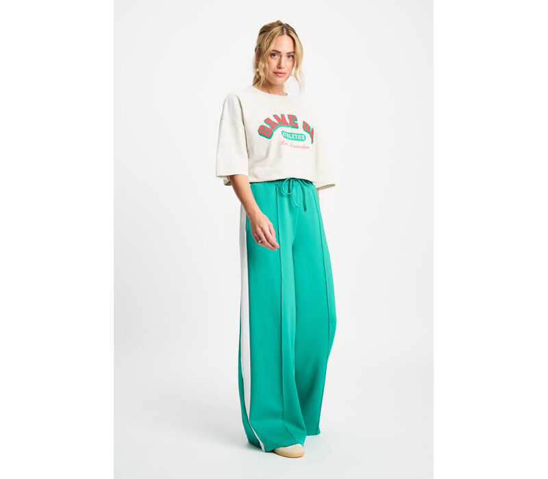 Pom Amsterdam TRACKPANTS - Stripe Wander Green