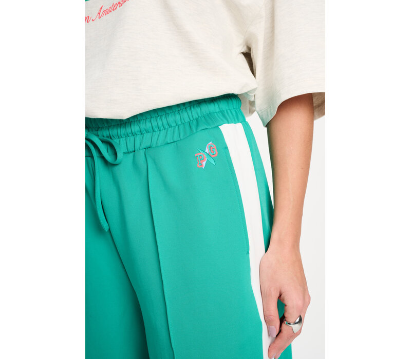 Pom Amsterdam TRACKPANTS - Stripe Wander Green