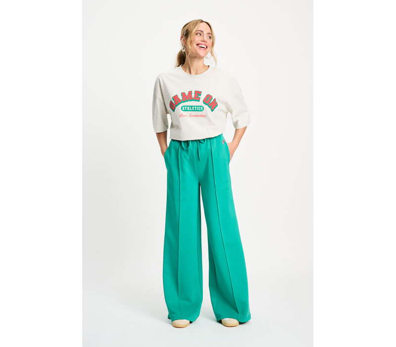 Pom Amsterdam TRACKPANTS - Stripe Wander Green