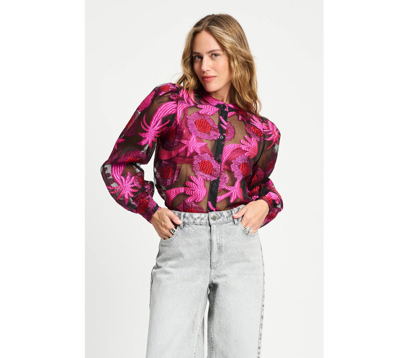 !!!SALE!!! Pom Amsterdam BLOUSE - Splashing Fireworks Organza
