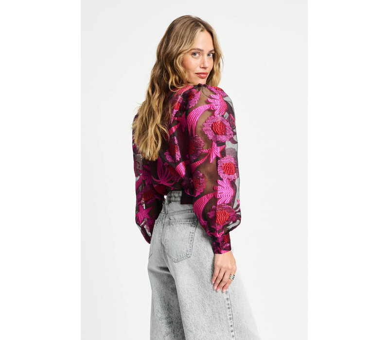 !!!SALE!!! Pom Amsterdam BLOUSE - Splashing Fireworks Organza