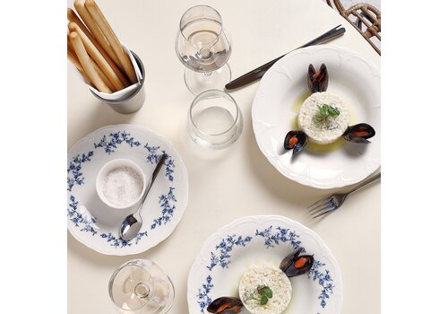 Bon Bistro - Plat bord 21cm blue flower Retro