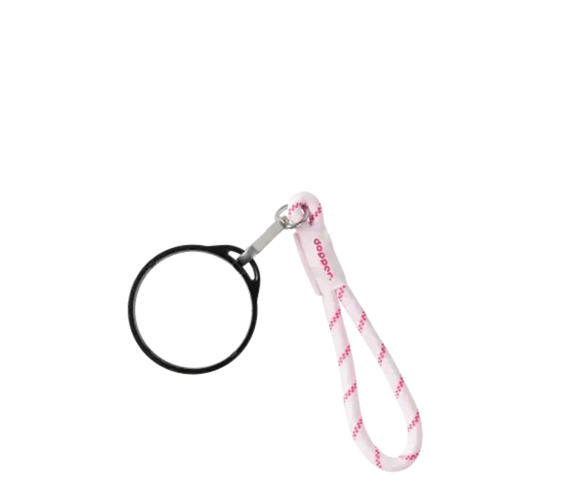Wrist Cord - Black Mug Ring - Cherry Pink