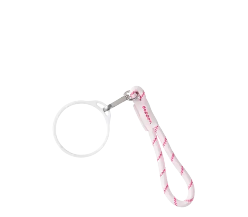 Wrist Cord - White Mug Ring - Cherry Pink
