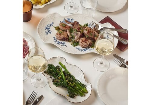 Bon Bistro - Serveerschaal 39x25cm Blue Flower Retro