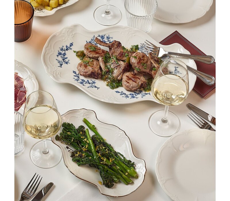 Bon Bistro - Serveerschaal 39x25cm Blue Flower Retro