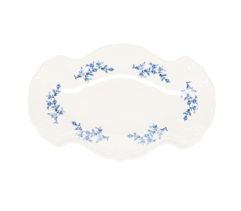 Bon Bistro - Serveerschaal 39x25cm Blue Flower Retro