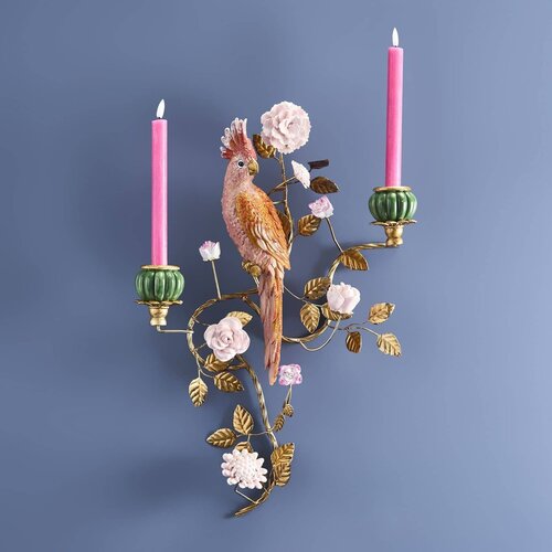 Werner Voss - Wandkandelaar - Papegaai - Handgeschilderd - 39,5 x 12 x 59 cm 