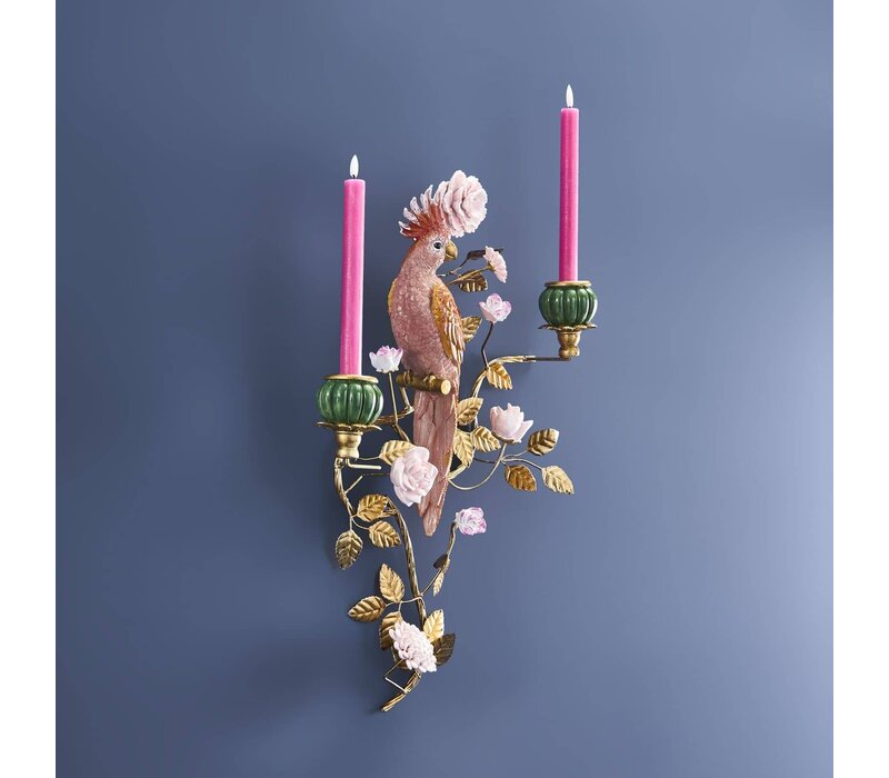 Werner Voss - Wandkandelaar - Papegaai - Handgeschilderd - 39,5 x 12 x 59 cm