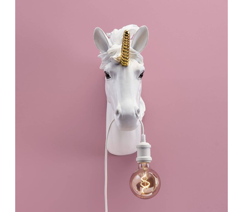 Werner Voss - Wandlamp - eenhoorn Hugh - wit-goud -  41,5 x 17,5 x 42cm
