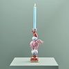 Werner Voss Werner Voss -  Kandelaar - papegaai op olifant - roze-blauw-wit - 30,5 cm