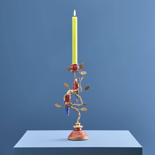 Werner Voss -  Kandelaar -  papegaai - rood-goud - 33cm 