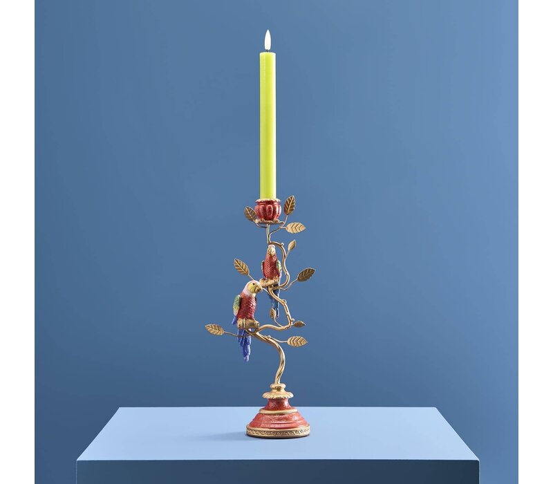 Werner Voss -  Kandelaar -  papegaai - rood-goud - 33cm