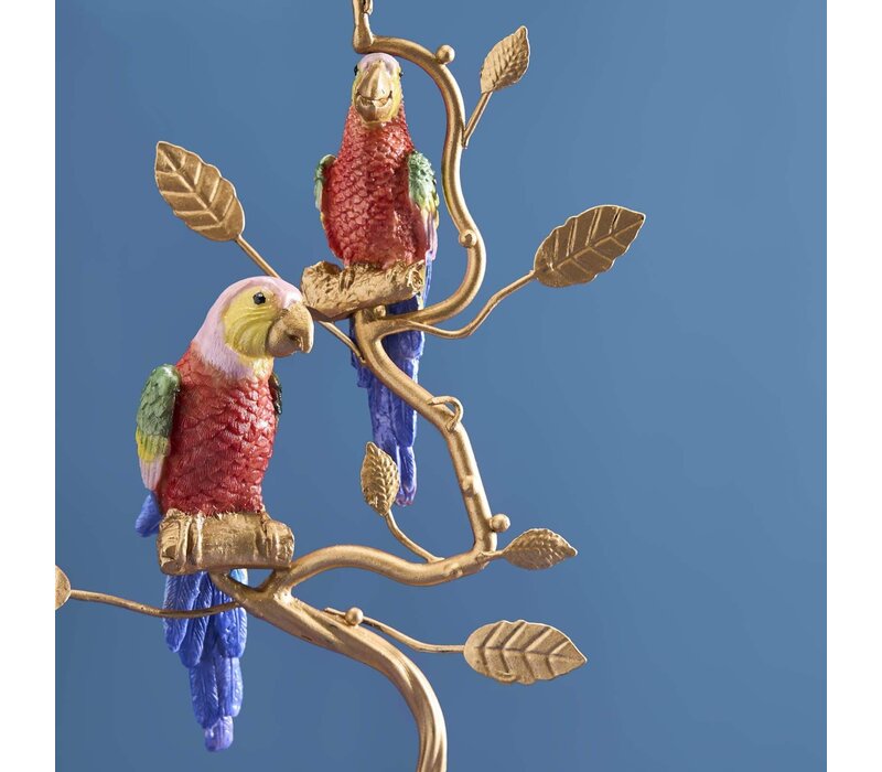 Werner Voss -  Kandelaar -  papegaai - rood-goud - 33cm