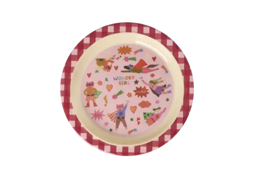 Rice by Rice Rice Melamine Kids Lunch plate - Roze - Hero Print