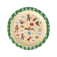 Rice Melamine Kids Lunch plate - Groen - Hero Print