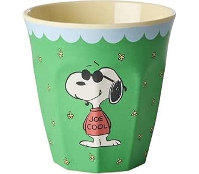 Rice Medium Melamine Cup - Green- Snoopy