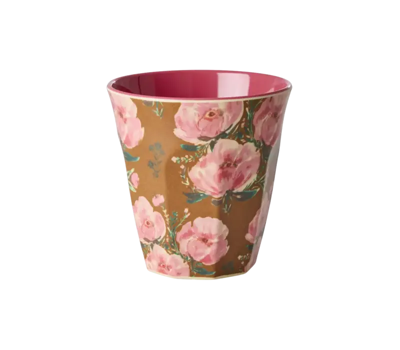 Rice Medium Melamine Cup - Floral Fiesta Rose
