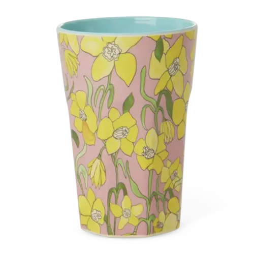 Rice Tall Melamine Cup - Zacht Roze - Daffodils Print 