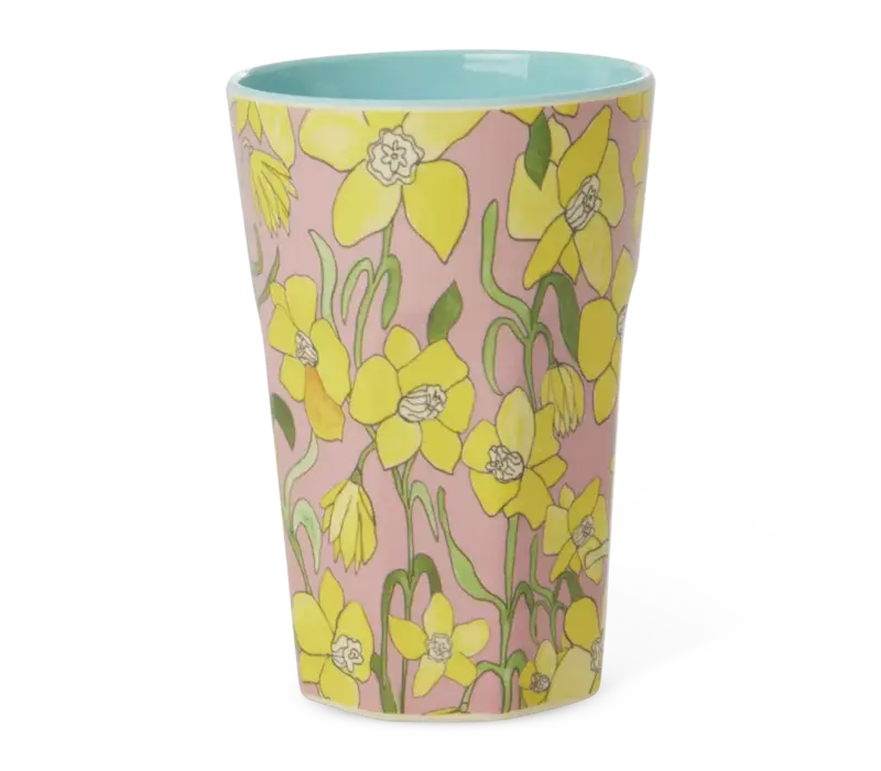 Rice Tall Melamine Cup - Zacht Roze - Daffodils Print