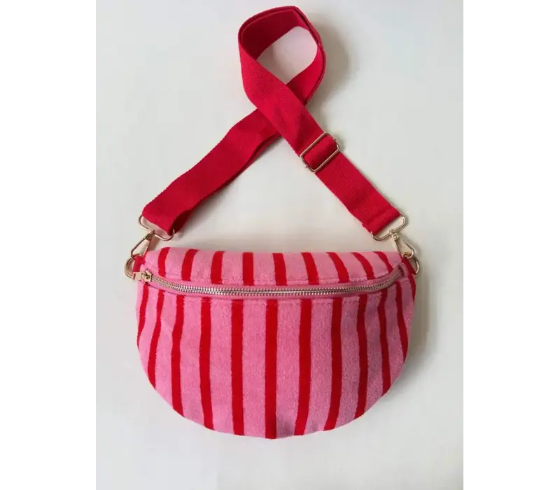 Wauw - Crossbody Tas  Belle  - Stripe Roze, Rood